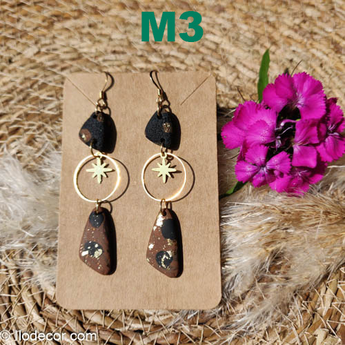 Boucles d'oreilles colorées en polymère 2 éléments M3