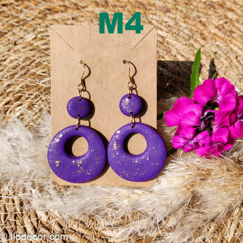 Boucles d'oreilles colorées en polymère 2 éléments M4