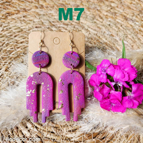 Boucles d'oreilles colorées en polymère 2 éléments M7