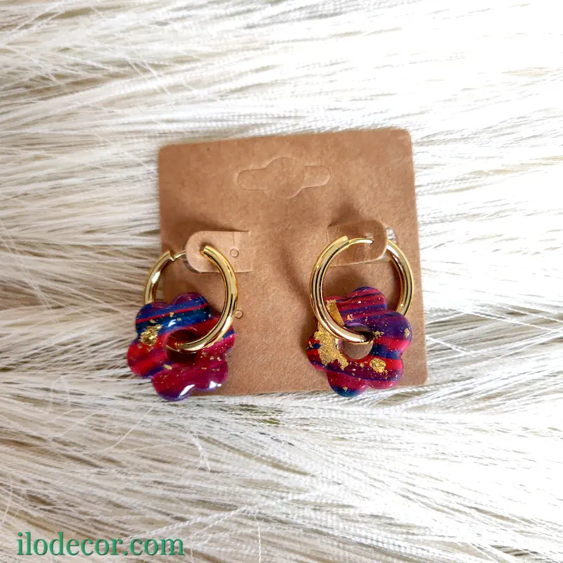 boucles d’oreilles artisanales en pâte polymère et or – collection Éclats colorés