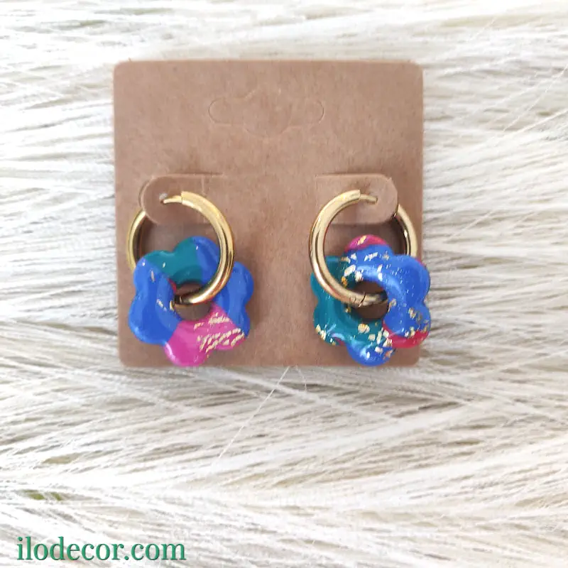 boucles d’oreilles artisanales en pâte polymère et or – collection Éclats colorés