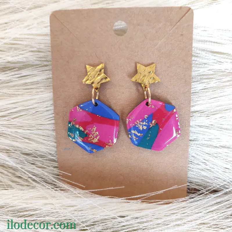 boucles d’oreilles artisanales en pâte polymère et or – collection Éclats colorés