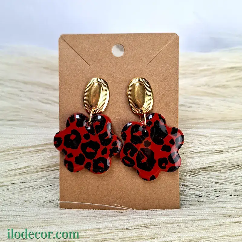 Fleurs terre léopard - boucles d'oreilles "mosaïque dorée"