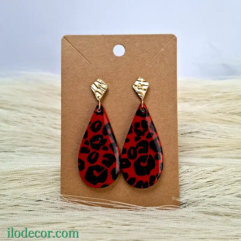 Gouttes terre léopard - boucles d'oreilles "mosaïque dorée"