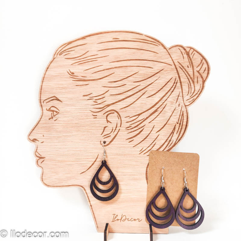 Boucles d'oreilles Pendantes "Goutte Arabesque" - Noir Mat