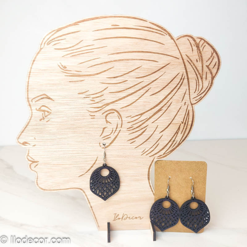Boucles d'oreilles Pendantes "Rosace des Vents" - Noir Mat