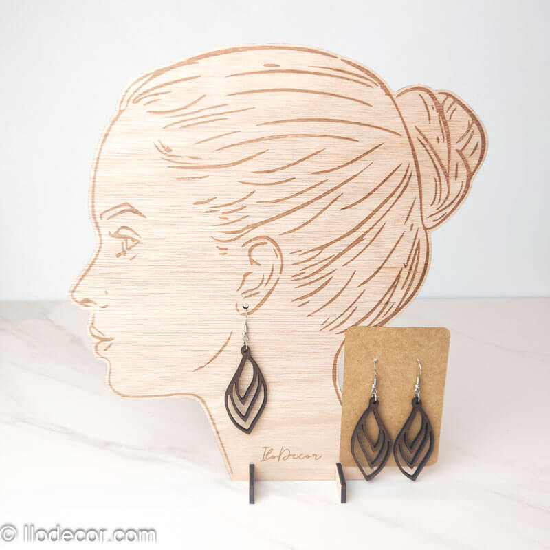 Boucles d'oreilles Pendantes "Losange Royal" - Noir et Acier