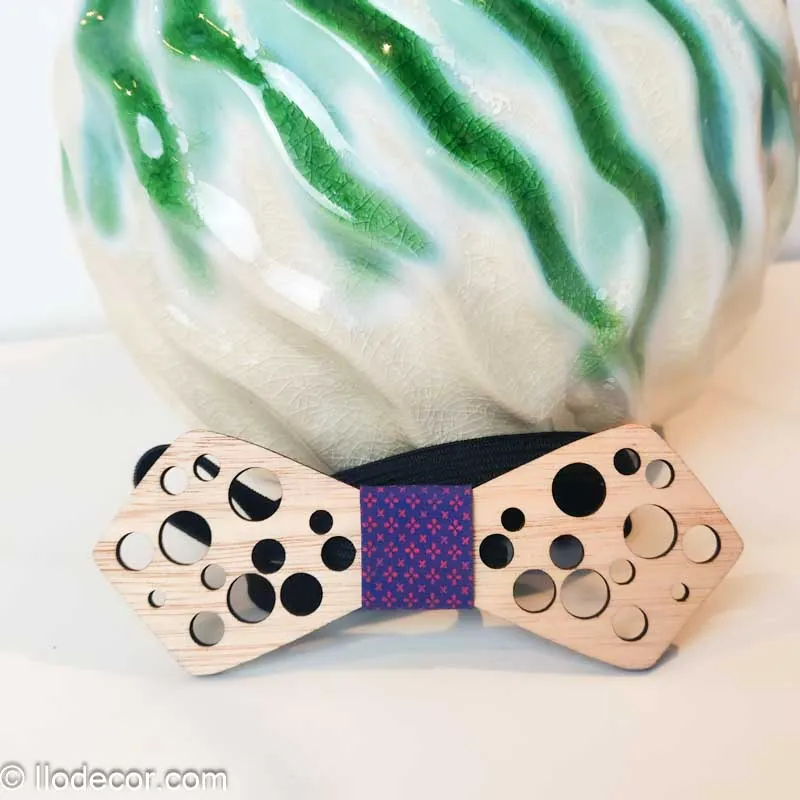 Noeud papillon bois - Bulles